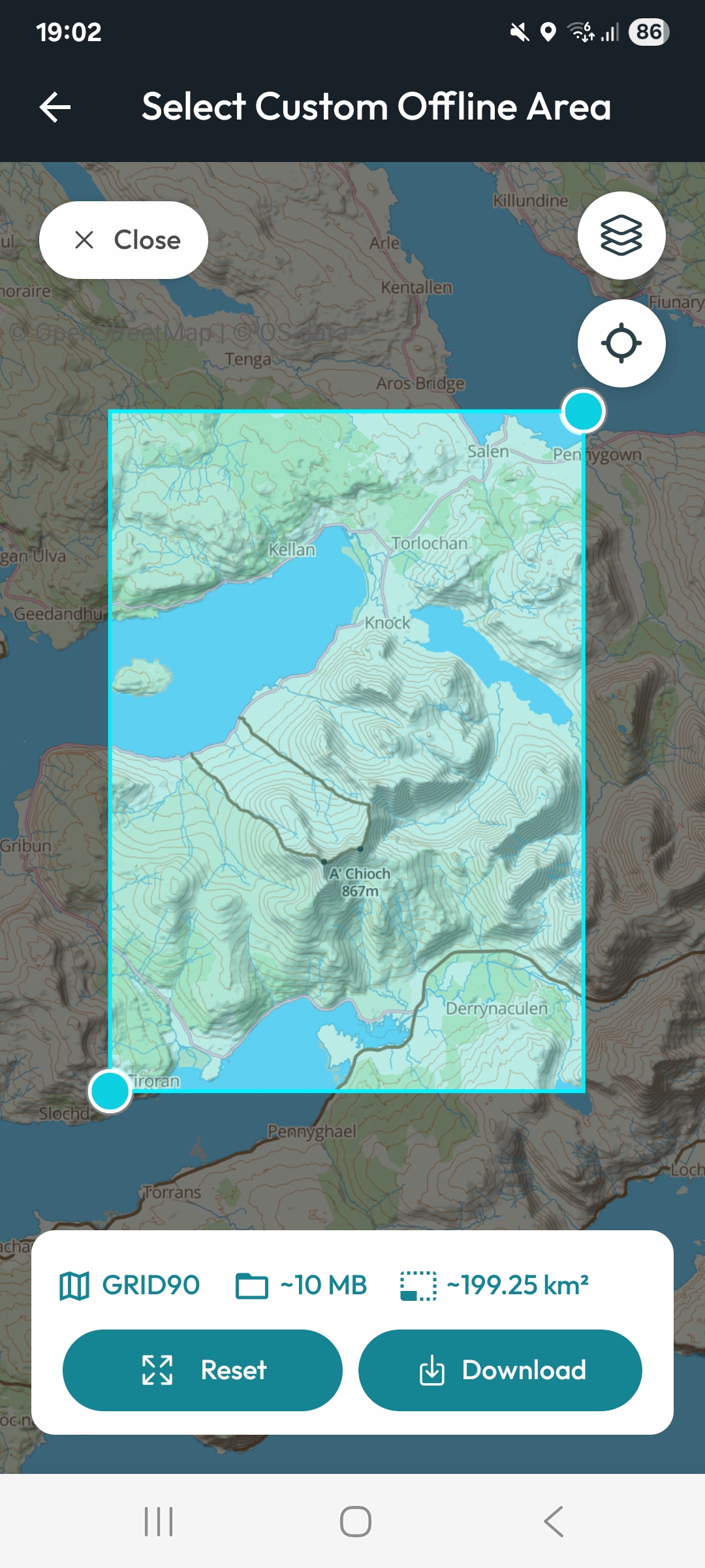 Recorded track summary with distance, time and ascent